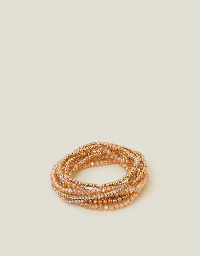 Beaded Stretch Bracelets 9 Pack, Gold (GOLD), large