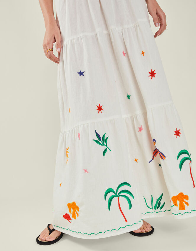 Embroidered Hem Maxi Dress, Ivory (IVORY), large