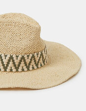 Chevron Straw Fedora Hat, , large