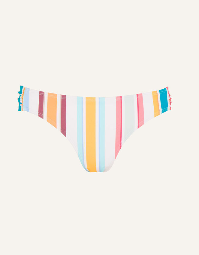 Stripe Ruched Sides Bikini Bottoms, Multi (BRIGHTS-MULTI), large
