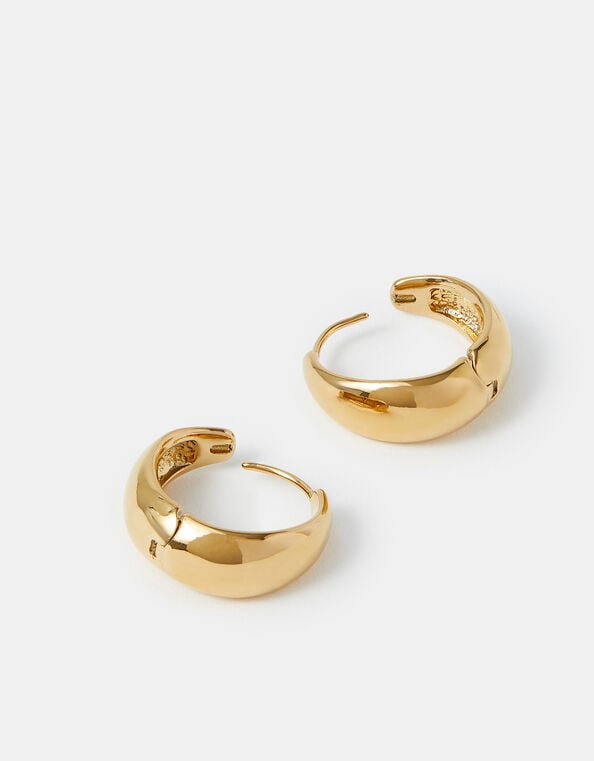 14ct Gold-Plated Clasp Hoop Earrings, , large