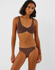 Shimmer Bikini Bottoms, Brown (CHOCOLATE), large