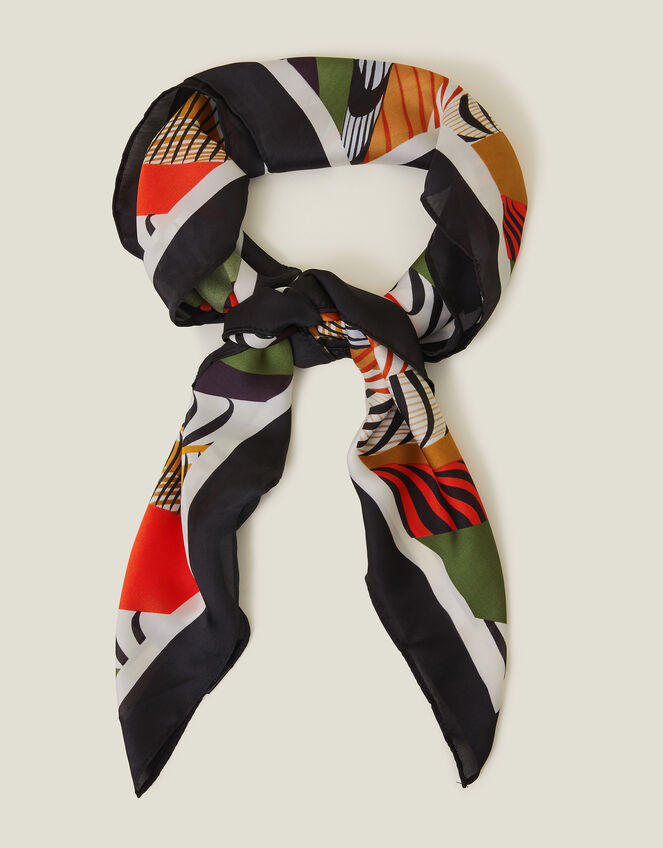 Abstract Print Square Satin Scarf, , large