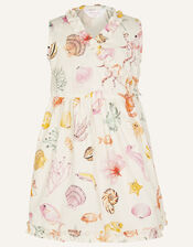 Kids Shell and Fish Print Dress, Multi (PASTEL-MULTI), large