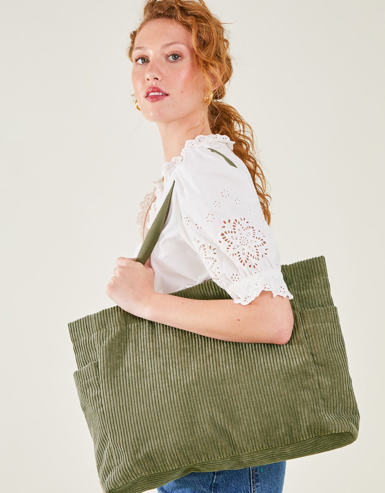Cord Shopper Bag Green | Sale Handbags & Purses