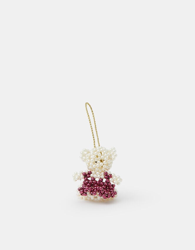 Beaded Teddy Christmas Tree Decoration, , large