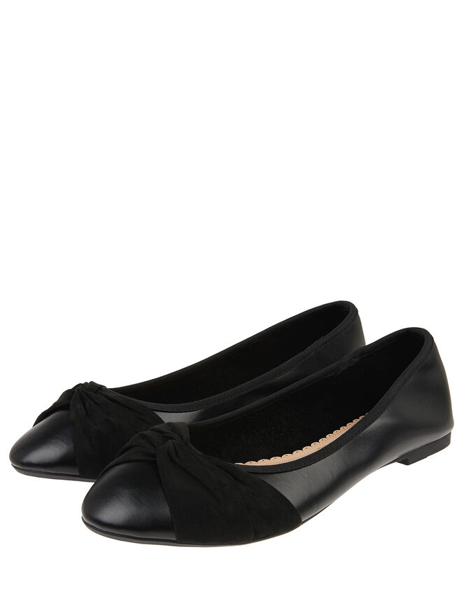 Twist Ballerina Flat Shoes, Black (BLACK), large