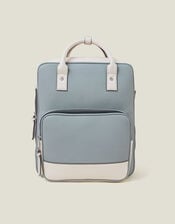 Colourblock Faux Leather Backpack, , large