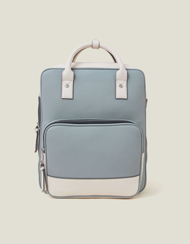 Colourblock Faux Leather Backpack, , large