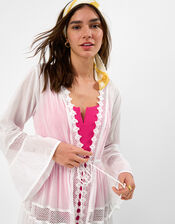 Lace Midi Kaftan, White (WHITE), large