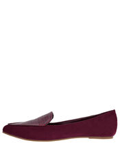Point Toe Flat Shoes, Red (BURGUNDY), large