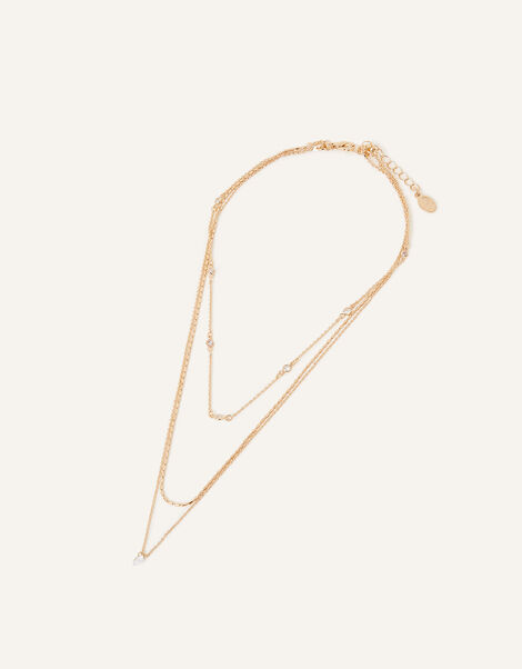 Layered Crystal Drop Necklace, , large
