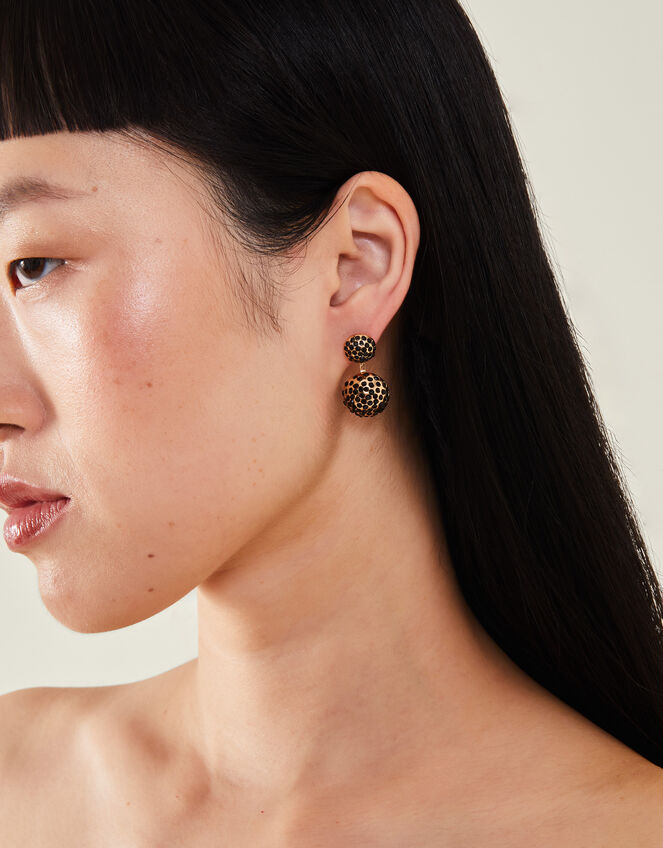 Double Stud Gem Drop Earrings, , large