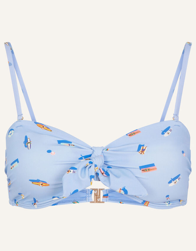 Funshine Print Bunny Tie Bandeau Bikini Top, Blue (LIGHT BLUE), large