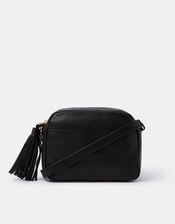 Tassel Leather Crossbody Bag, , large