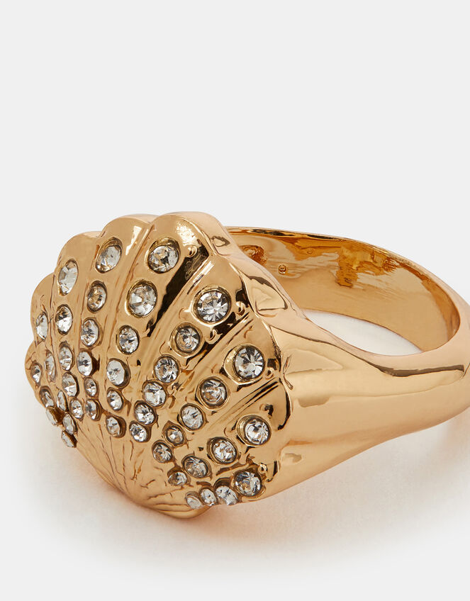 Diamante Shell Ring Gold, Gold (GOLD), large