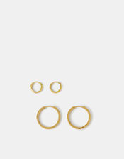 2-Pack 14ct Gold-Plated Hoop Earrings, , large