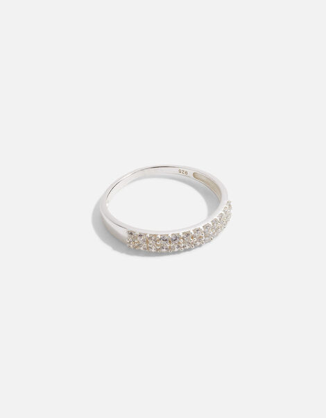 Sterling Silver Bling Encrusted Band Ring, White (ST CRYSTAL), large