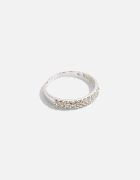 Sterling Silver Bling Encrusted Band Ring White, White (ST CRYSTAL), large