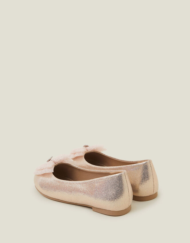 Glitter Bow Ballerina Flats, Gold (GOLD), large