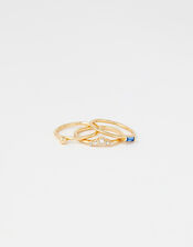 Baguette Gem Ring Set, Blue (BLUE), large
