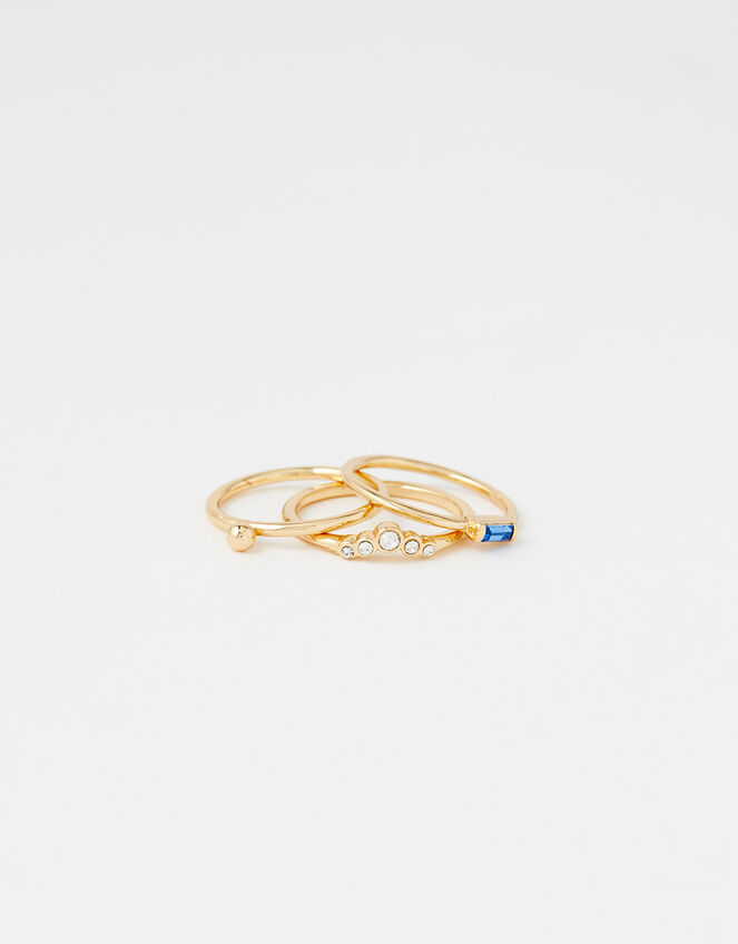 Baguette Gem Ring Set, Blue (BLUE), large