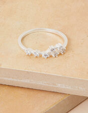 Recycled Sterling Silver Sparkly Constellation Cancer Ring, White (ST CRYSTAL), large