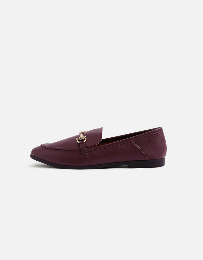 Metal Bar Loafers, Red (BURGUNDY), large