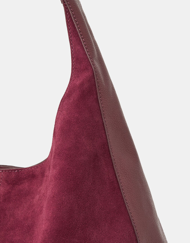 Slouchy Suede Shoulder Bag, Red (BURGUNDY), large