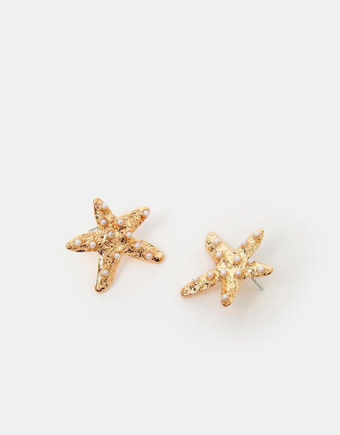 Pearl Starfish Stud Earrings, , large