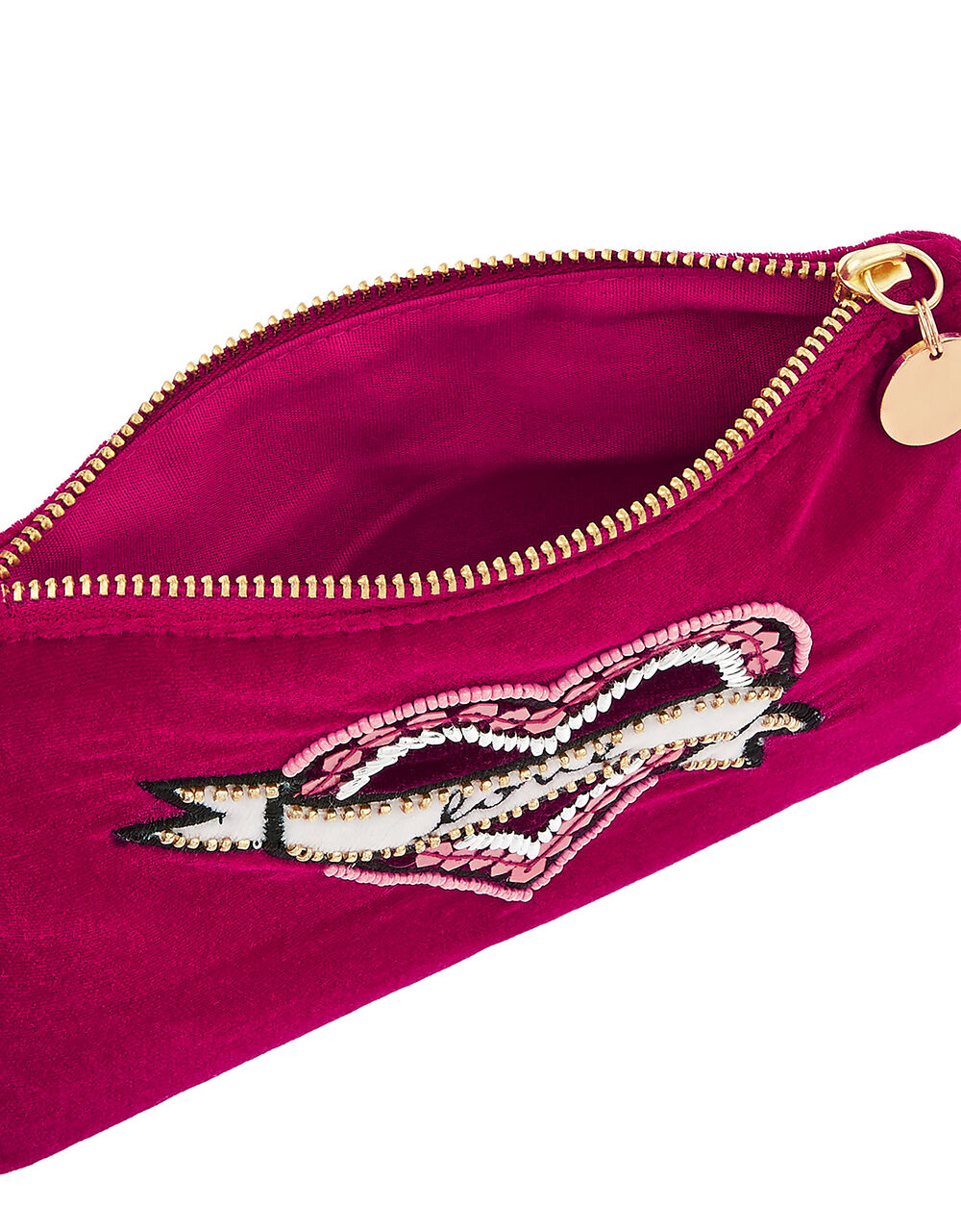 Love Embroidered Velvet Zip Pouch Purses & Wallets Accessorize UK