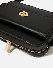 Boxy Twist-Lock Cross-Body Bag, Black (BLACK), large