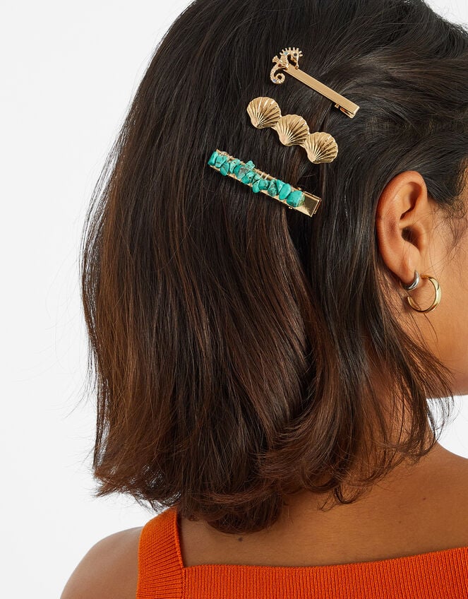 4-Pack Beach Hair Slides, , large