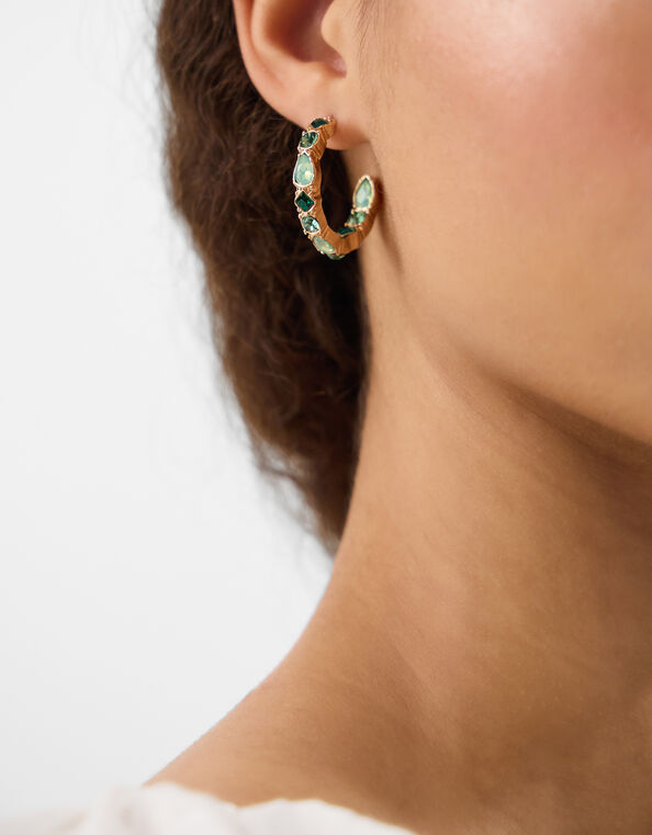 Gemstone Hoop Earrings, , large