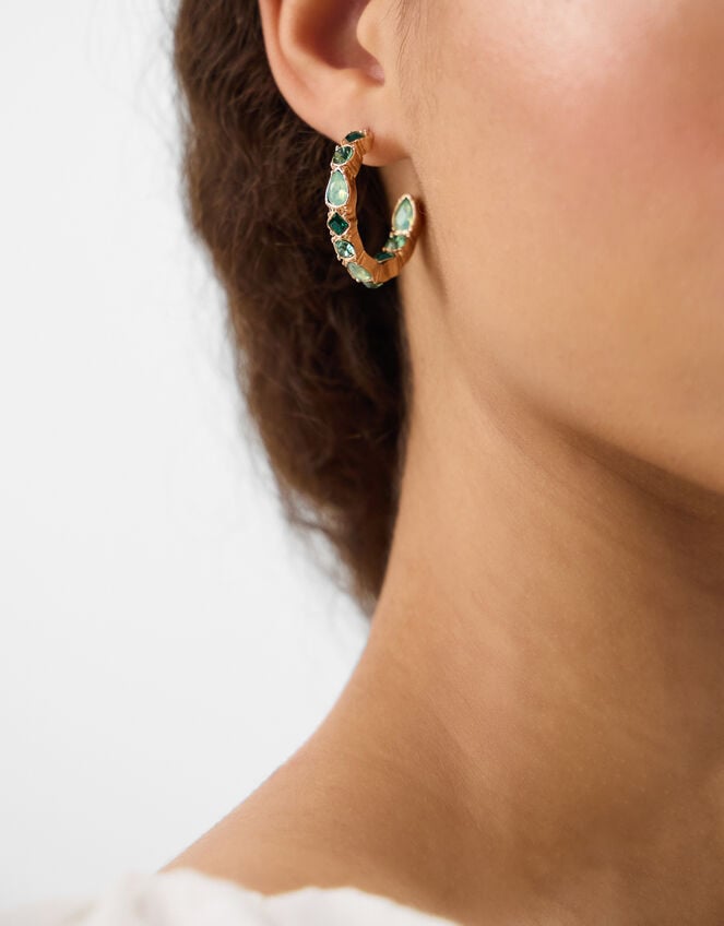 Gemstone Hoop Earrings, , large