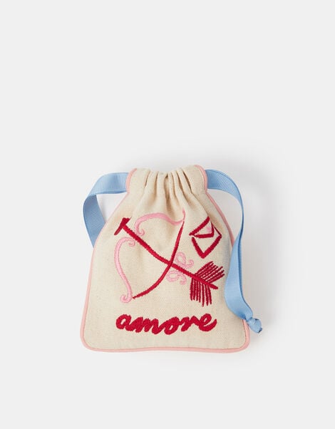 Cupid Embroidered Drawstring Pouch, , large