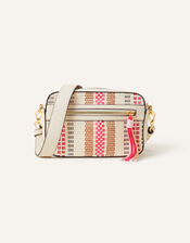 Raffia Stripe Cross-Body Bag, , large