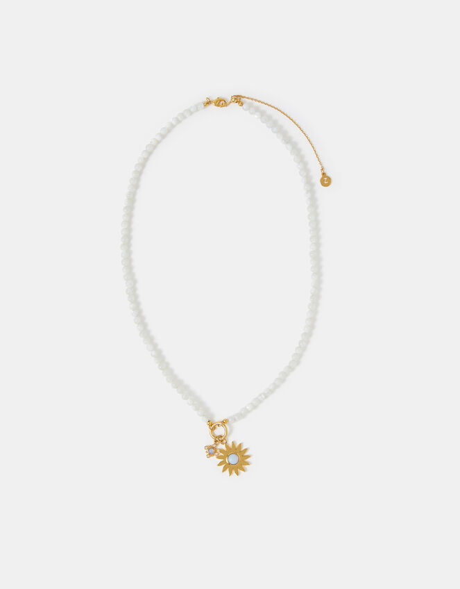 14ct Gold-Plated Mother Of Pearl Sun Bead Necklace, , large