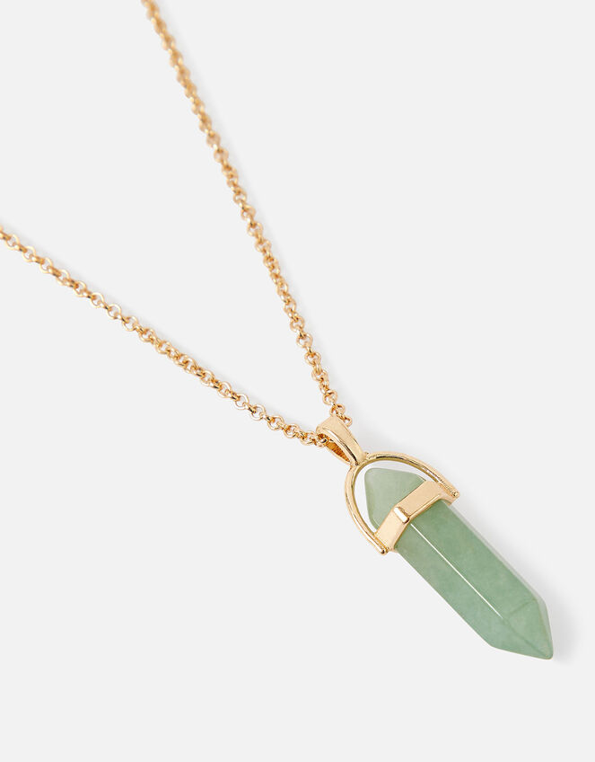 Stone Pendant Necklace, Green (GREEN), large
