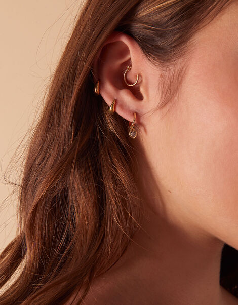 14ct Gold-Plated Heart Earrings Set of Three, , large