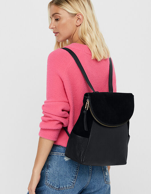 Flap hotsell leather backpack