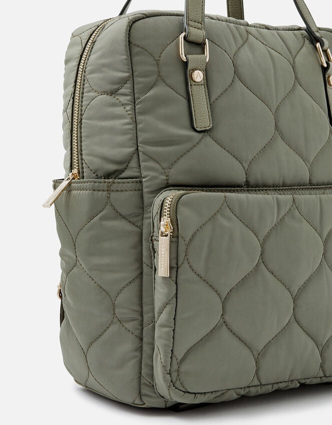 Quilted Backpack with Recycled polyester, Green (KHAKI), large