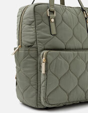 Quilted Backpack with Recycled polyester, Green (KHAKI), large