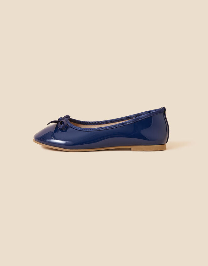 Girls Patent Ballerina Flats, Blue (NAVY), large