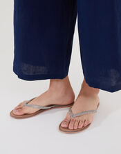 Beaded Single Strap Sandals, White (CRYSTAL), large