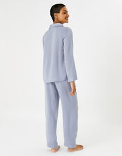 Crinkle Satin Button Pyjama Set, Grey (GREY), large