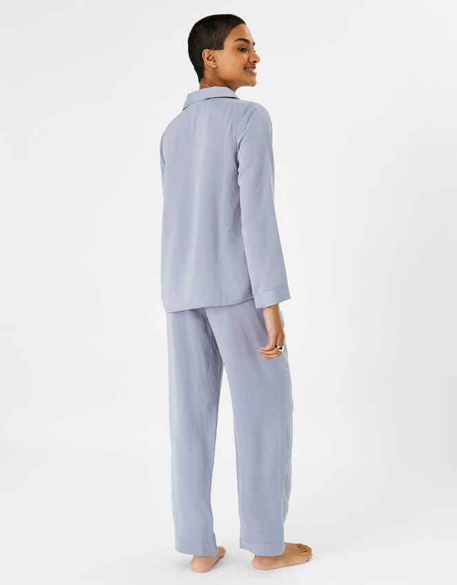 Crinkle Satin Button Pyjama Set, Grey (GREY), large