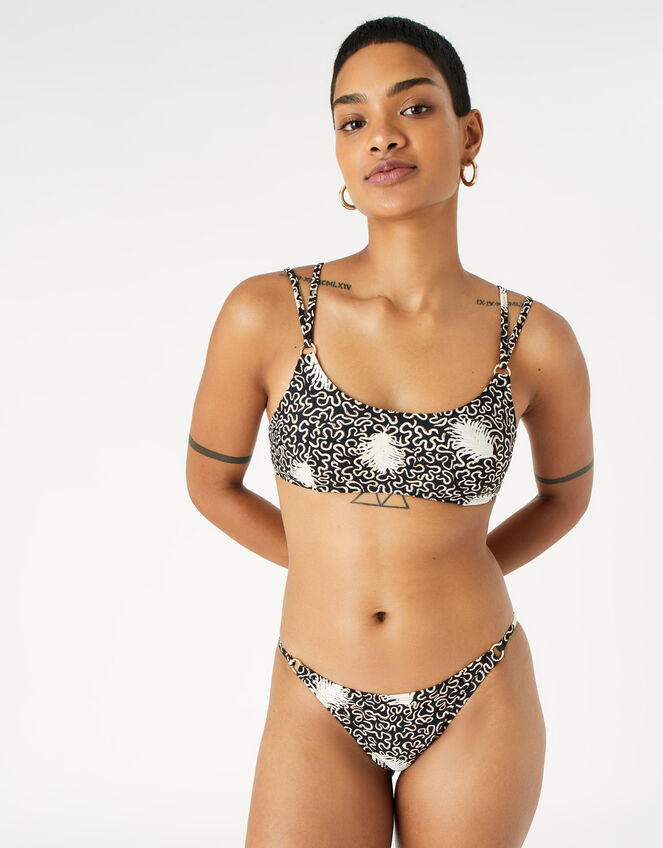 Palm Leaf Bikini Top , Black (BLACK), large