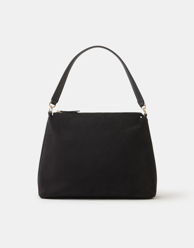 Large Slouchy Suedette Handbag, Black (BLACK), large