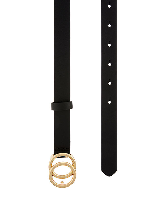 Double Hoop Buckle Belt, Black (BLACK), large